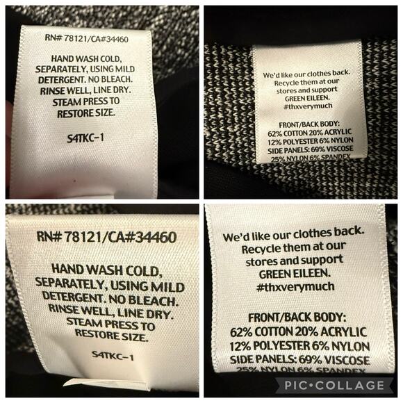 Eileen Fisher Black Grey Tweed Dress Blazer Jacket Set Colorblock Medium Petite - Picture 15 of 16